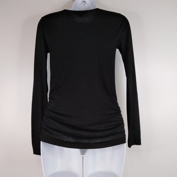 Armani Exchange Long Sleeve Black Shinny Top Faux Wrap Size XS - Picture 5 of 10